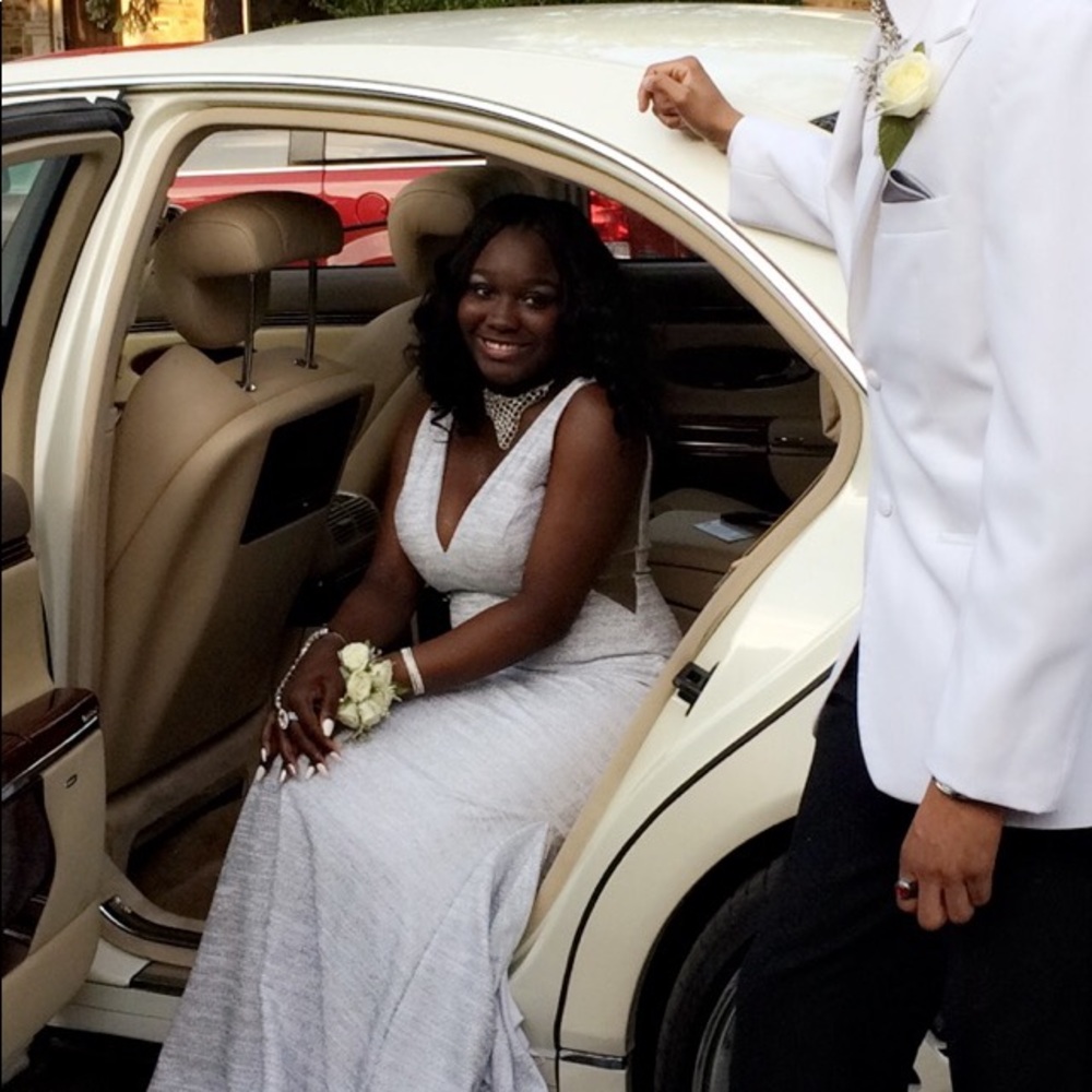 White and silver prom dress 😍